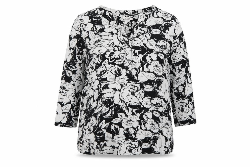 TU Women Black White Floral Button Front Long Sleeve Blouse UK 18