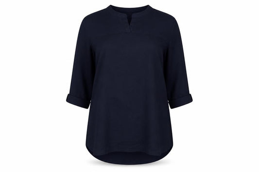 Phase Eight Women Navy UK 14 V-Neck 3/4 Sleeve Tunic Blouse