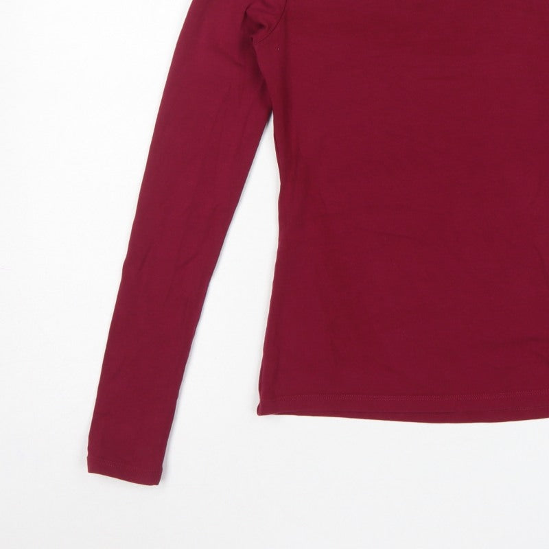Zara Women's Red UK 8 Basic Slim Long Sleeve Jersey T-Shirt