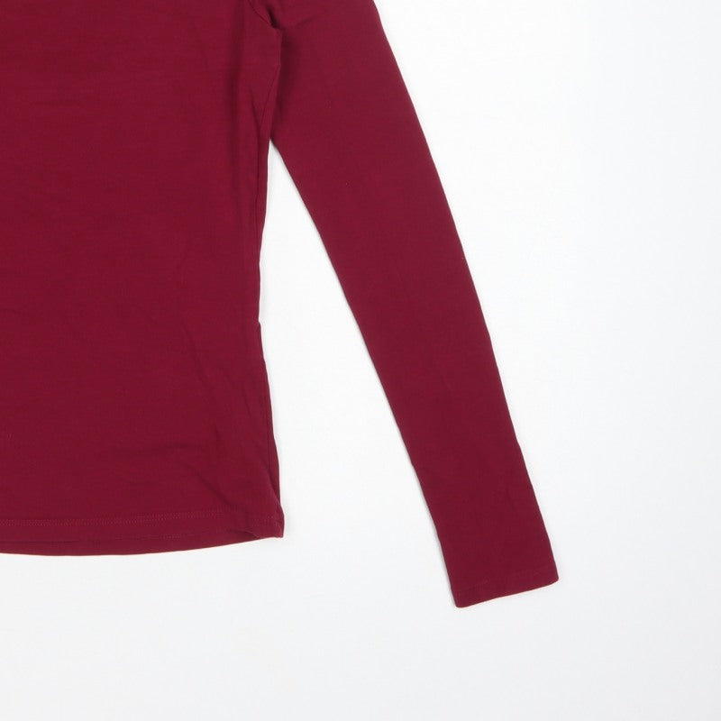 Zara Women's Red UK 8 Basic Slim Long Sleeve Jersey T-Shirt