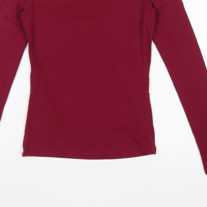 Zara Women's Red UK 8 Basic Slim Long Sleeve Jersey T-Shirt