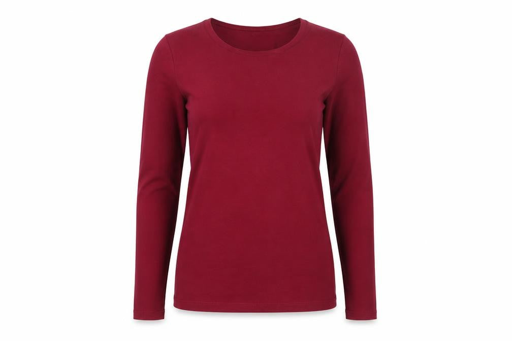 Zara Women's Red UK 8 Basic Slim Long Sleeve Jersey T-Shirt