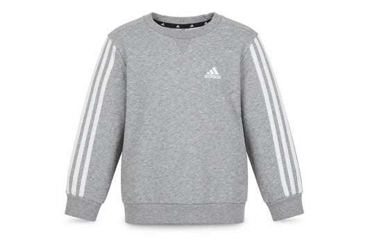 Adidas Boys Grey 5-6 Years Pullover Sweatshirt 3 Stripe Logo