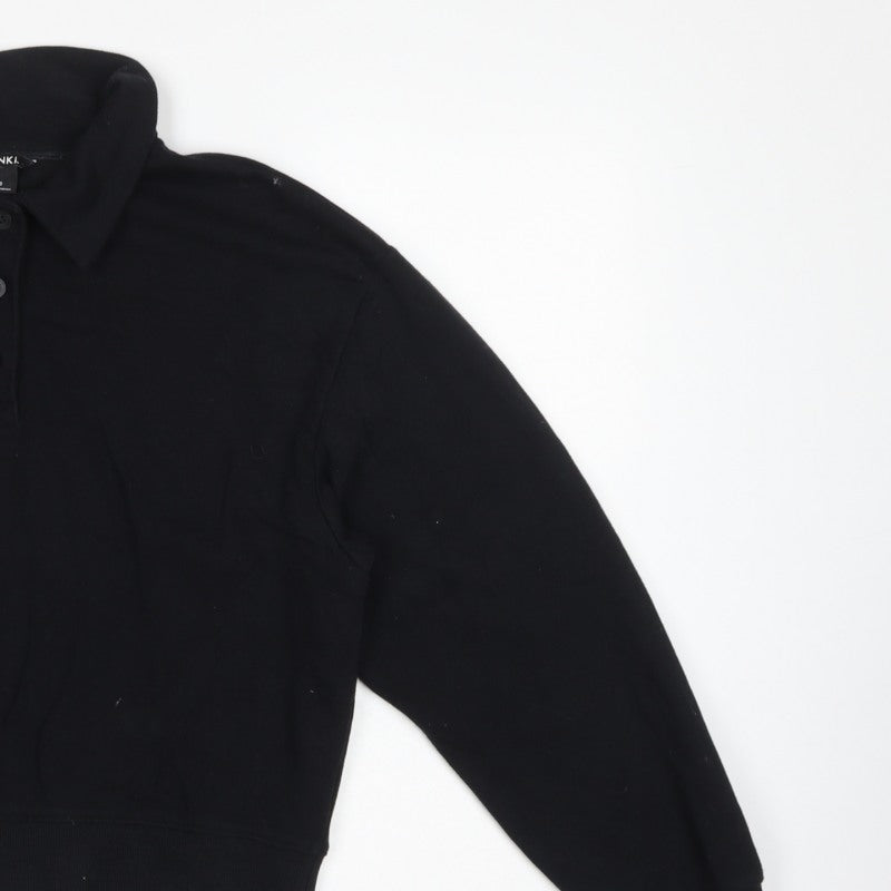 Monki Women’s Black S Henley Collared Button Sweatshirt