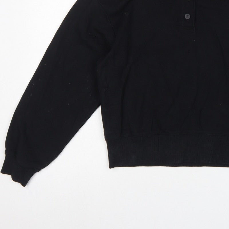 Monki Women’s Black S Henley Collared Button Sweatshirt
