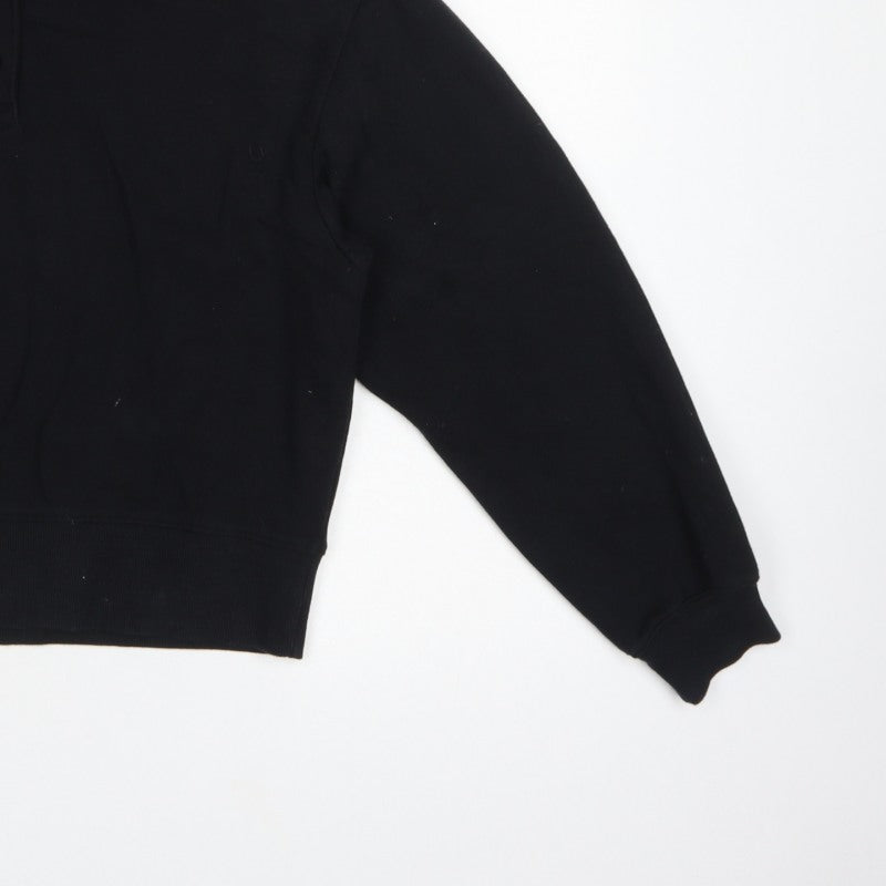 Monki Women’s Black S Henley Collared Button Sweatshirt
