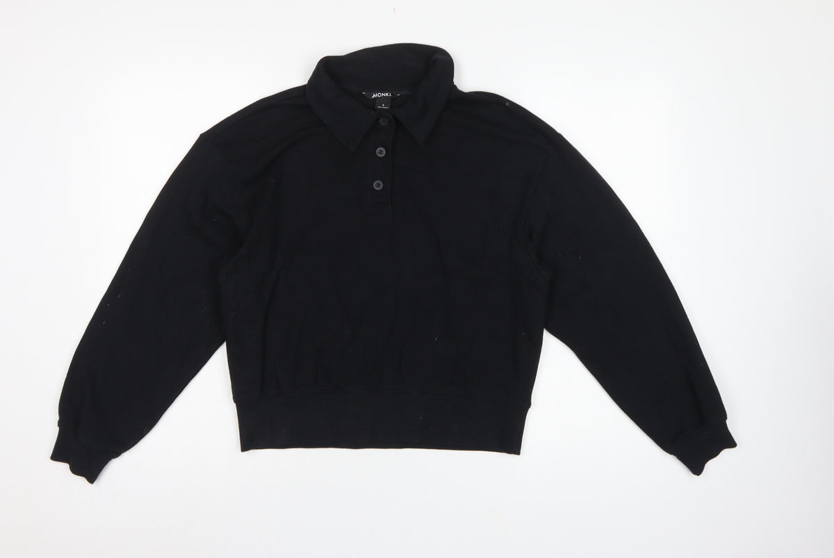 Monki Women’s Black S Henley Collared Button Sweatshirt