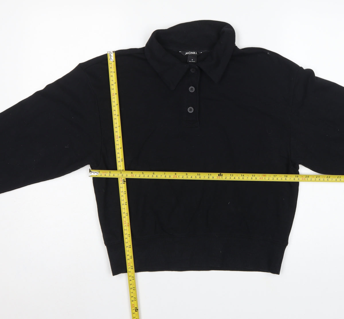 Monki Women’s Black S Henley Collared Button Sweatshirt