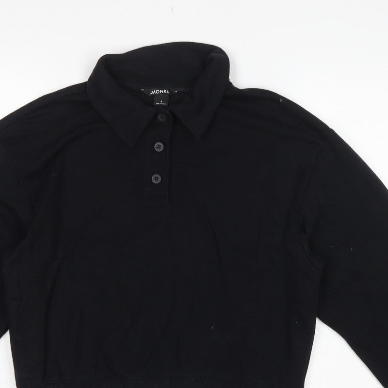 Monki Women’s Black S Henley Collared Button Sweatshirt