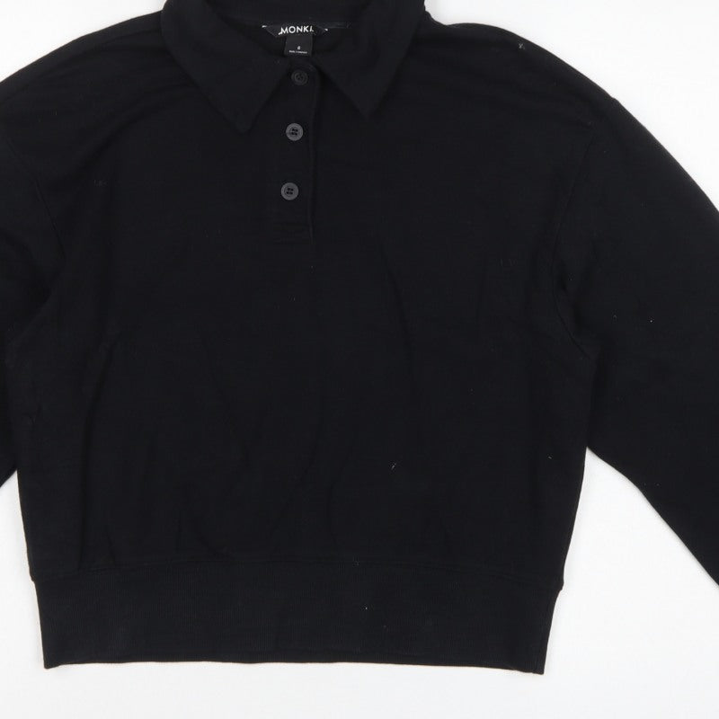 Monki Women’s Black S Henley Collared Button Sweatshirt
