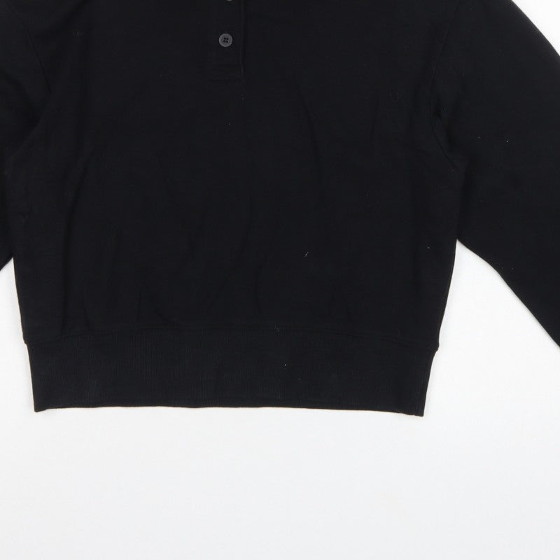 Monki Women’s Black S Henley Collared Button Sweatshirt
