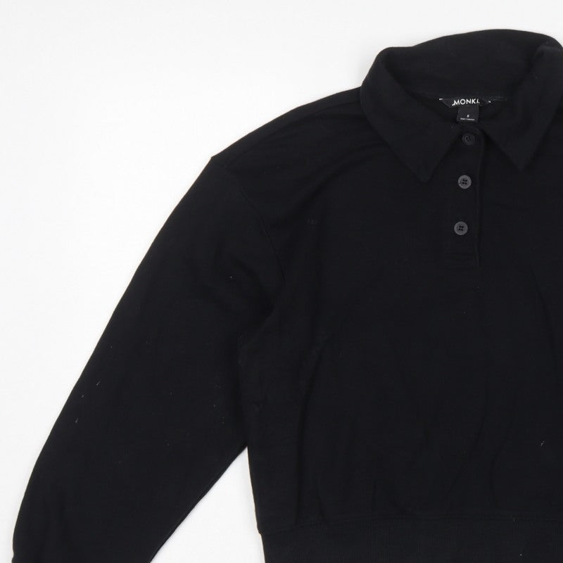 Monki Women’s Black S Henley Collared Button Sweatshirt