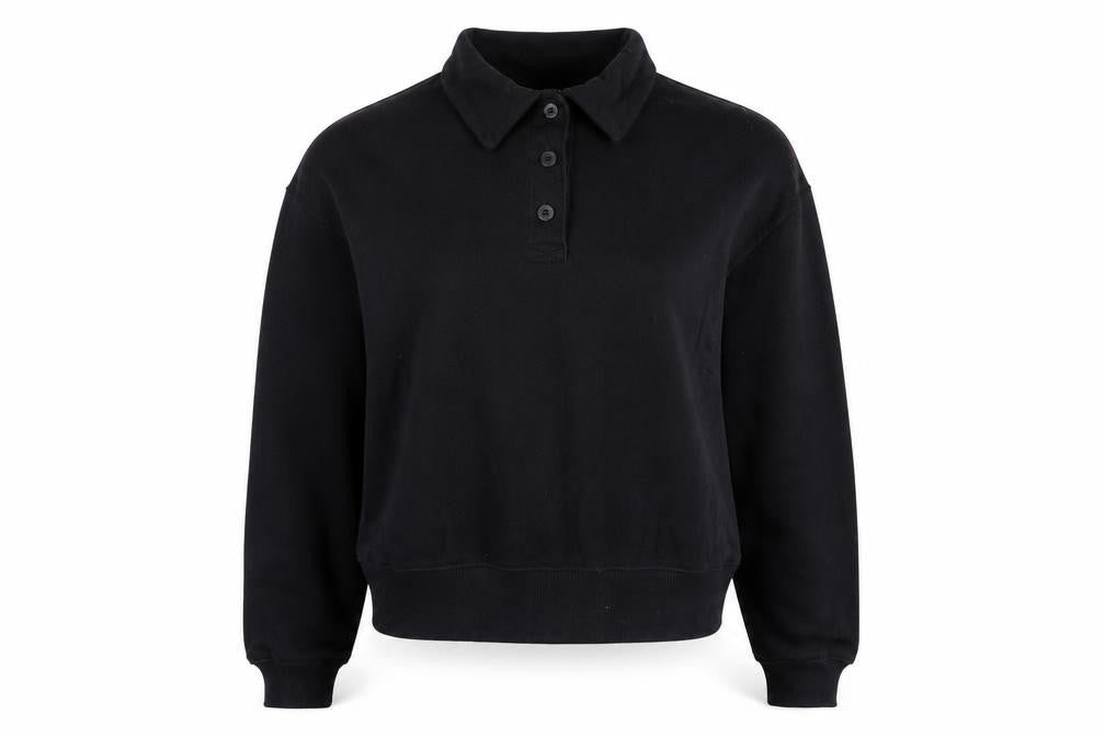 Monki Women’s Black S Henley Collared Button Sweatshirt