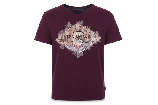 Ted Baker Men Purple M Floral Logo Graphic Print Crew Neck T-Shirt