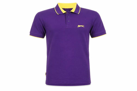 Slazenger Men’s Purple Yellow Trim Short Sleeve Polo Shirt Size S