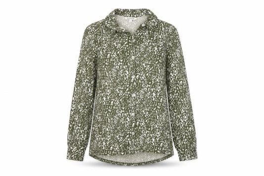 Bonmarché Women’s Green Animal Print Button-Up Blouse Size 10