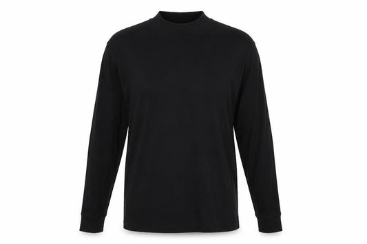 Topman Men's Black L Long Sleeve Mock Neck Cotton T-Shirt