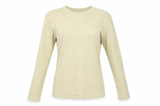 Uniqlo Women Yellow M Basic Ribbed Cotton Blend Long Sleeve T-Shirt