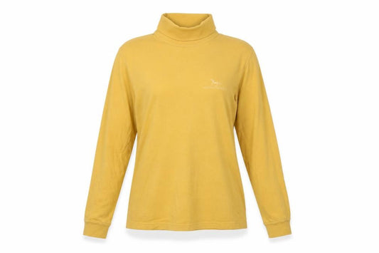 Mountain Horse Women Yellow M Cotton Roll Neck Long Sleeve T-Shirt