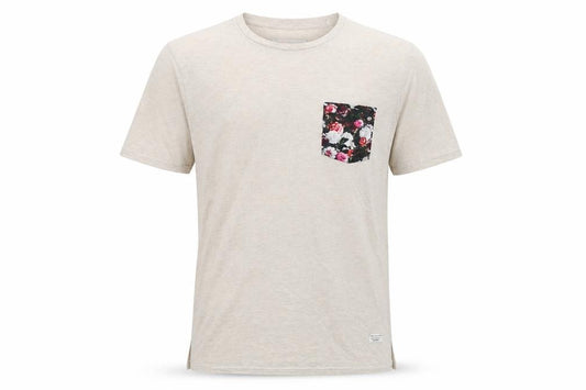 Modern Amusement Men’s Beige L Floral Pocket Crew Neck T-Shirt