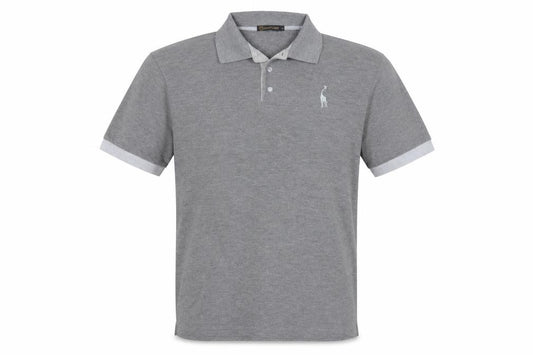 GHYUGR Men’s Grey L Short Sleeve Embroidered Logo Polo Shirt