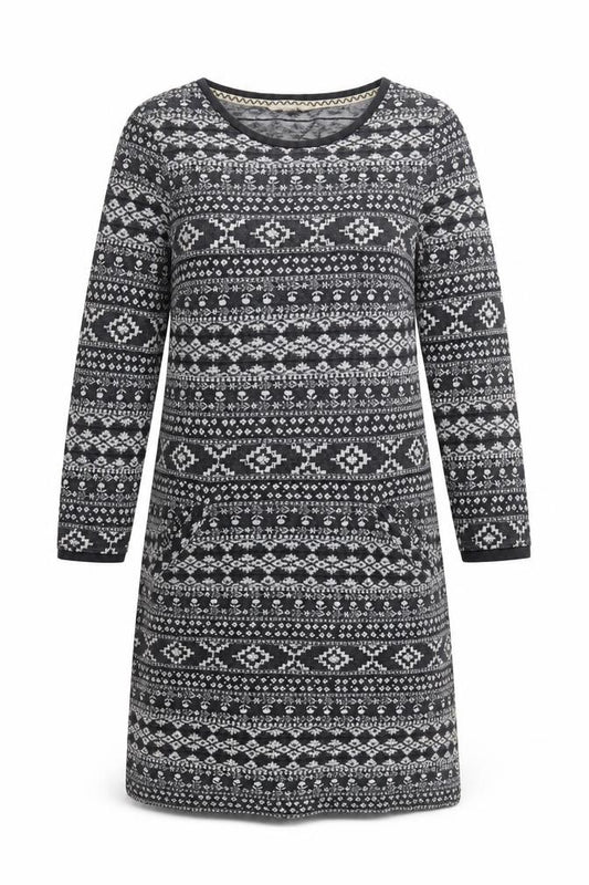 White Stuff Women Grey UK 10 Fair Isle Knit Jumper Dress Long Sleeve