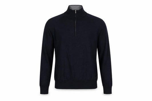 Marks and Spencer Men's Black L Pure Wool 1/4 Zip Cable Knit Jumper