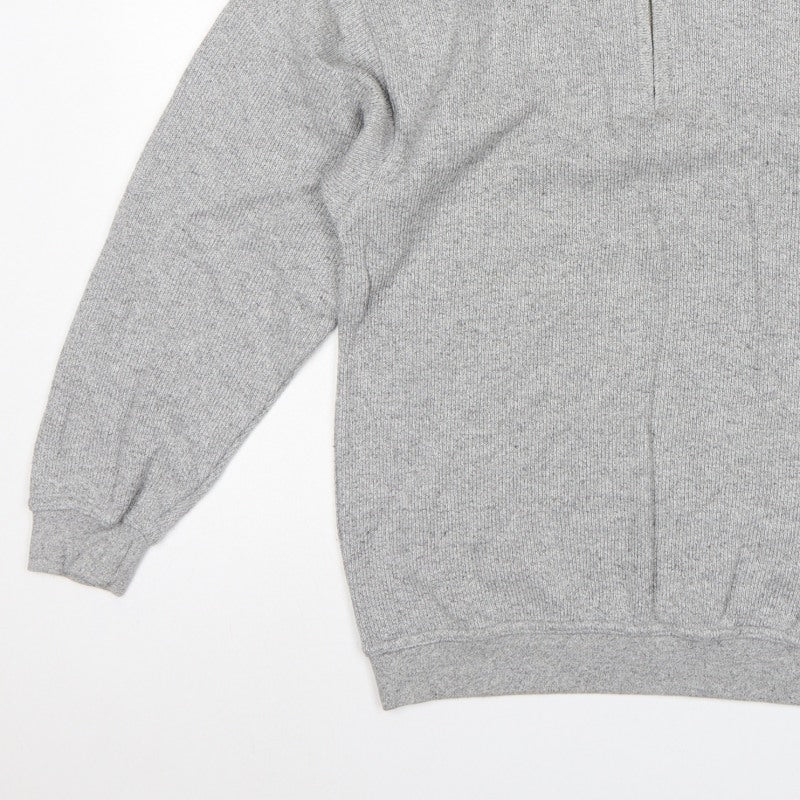 Angel & Stitch Men's Grey S Half Zip Cotton Blend Knit Jumper