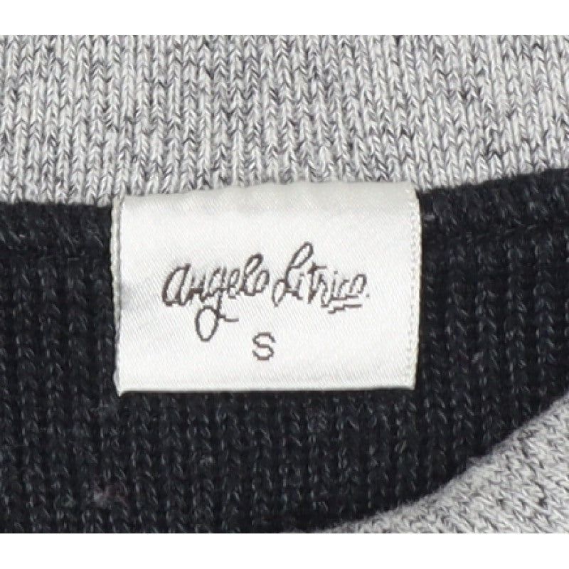 Angel & Stitch Men's Grey S Half Zip Cotton Blend Knit Jumper