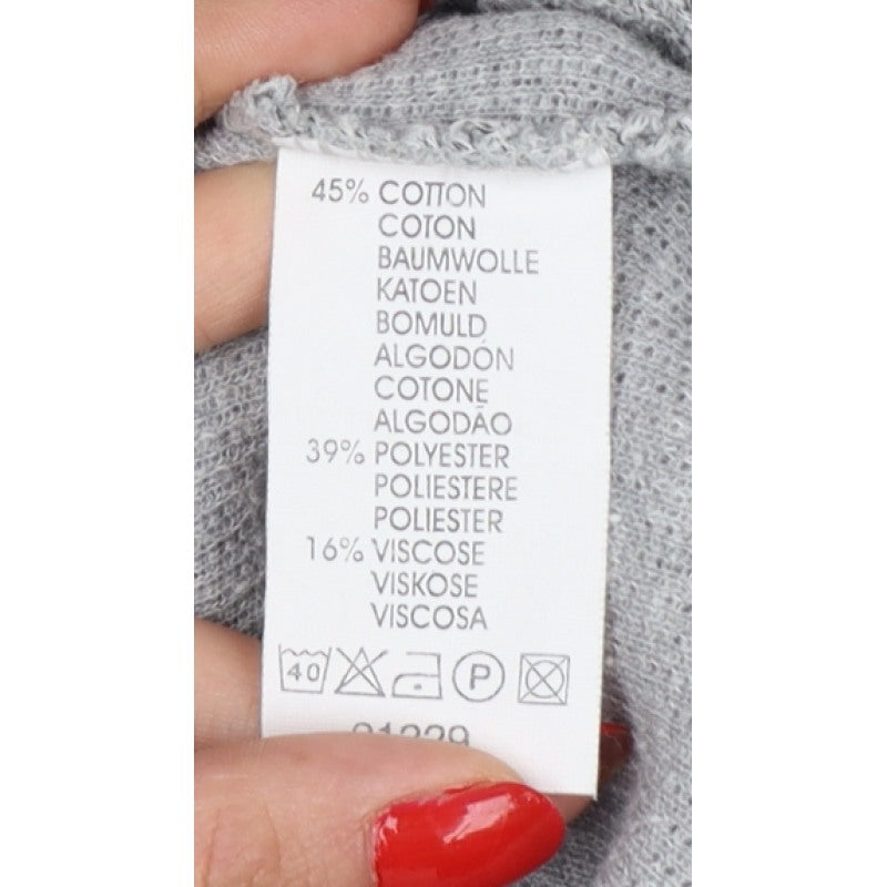 Angel & Stitch Men's Grey S Half Zip Cotton Blend Knit Jumper