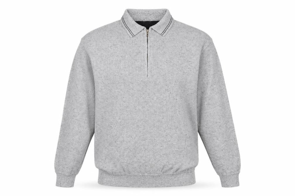 Angel & Stitch Men's Grey S Half Zip Cotton Blend Knit Jumper