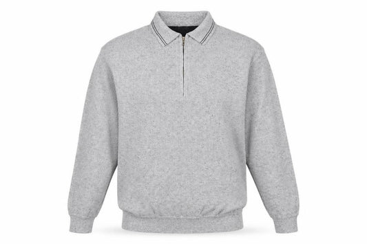 Angel & Stitch Men's Grey S Half Zip Cotton Blend Knit Jumper