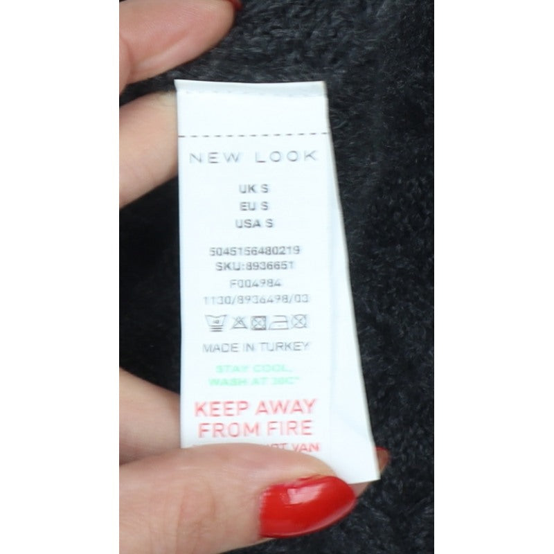New Look Women’s Grey S Cable-Knit V-Neck Pullover Jumper