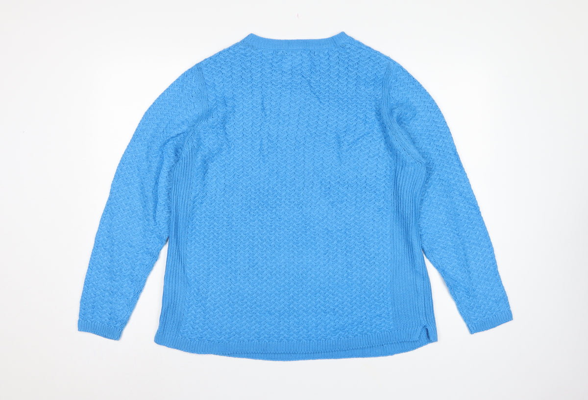 Isle Essentials Women Blue Knit Pullover Jumper UK 18-20 Crew Neck