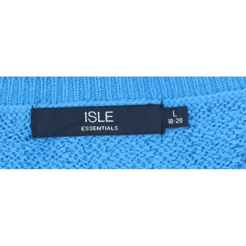 Isle Essentials Women Blue Knit Pullover Jumper UK 18-20 Crew Neck