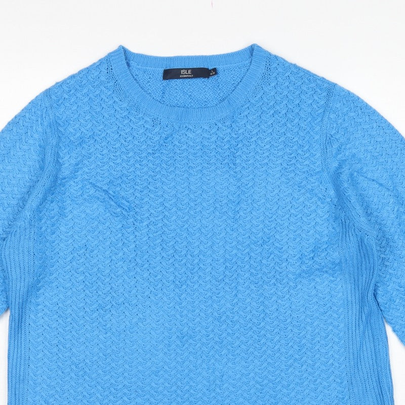 Isle Essentials Women Blue Knit Pullover Jumper UK 18-20 Crew Neck