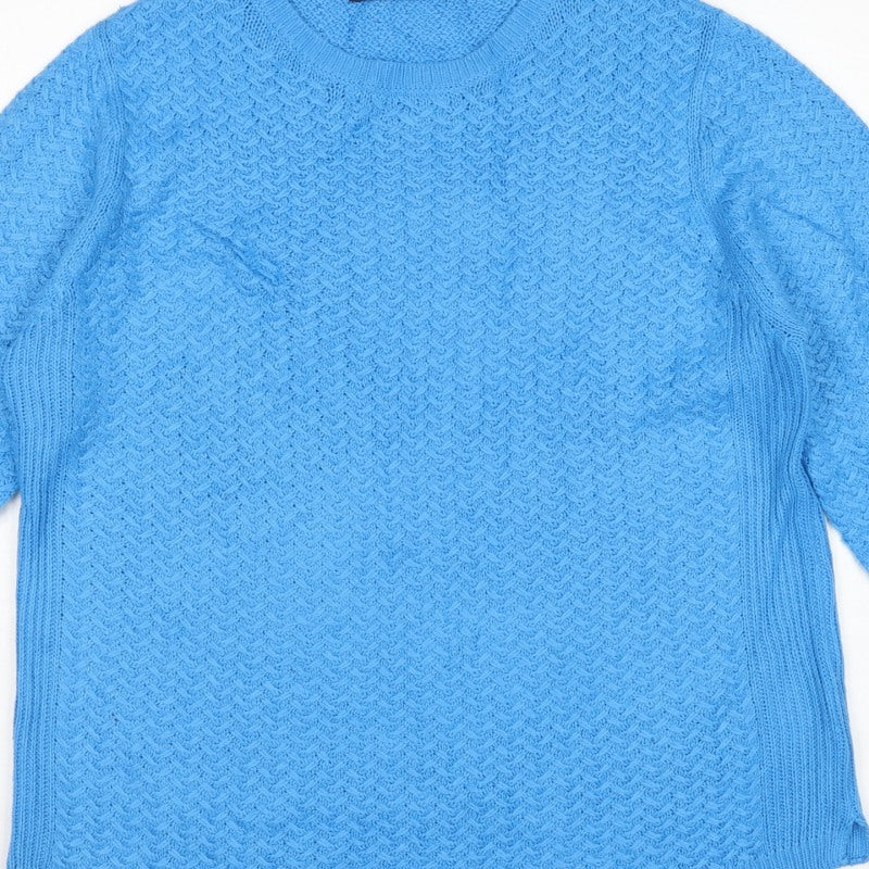 Isle Essentials Women Blue Knit Pullover Jumper UK 18-20 Crew Neck