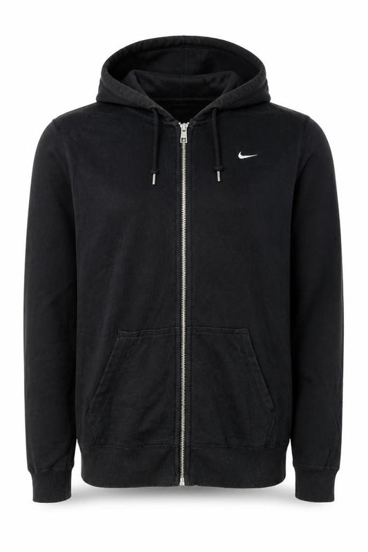 Nike Men’s Black L Full Zip Hooded Sweatshirt Logo Fleece