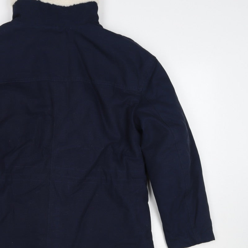 Per Una Women’s Navy Size 10 Parka Coat Teddy Lined Drawstring