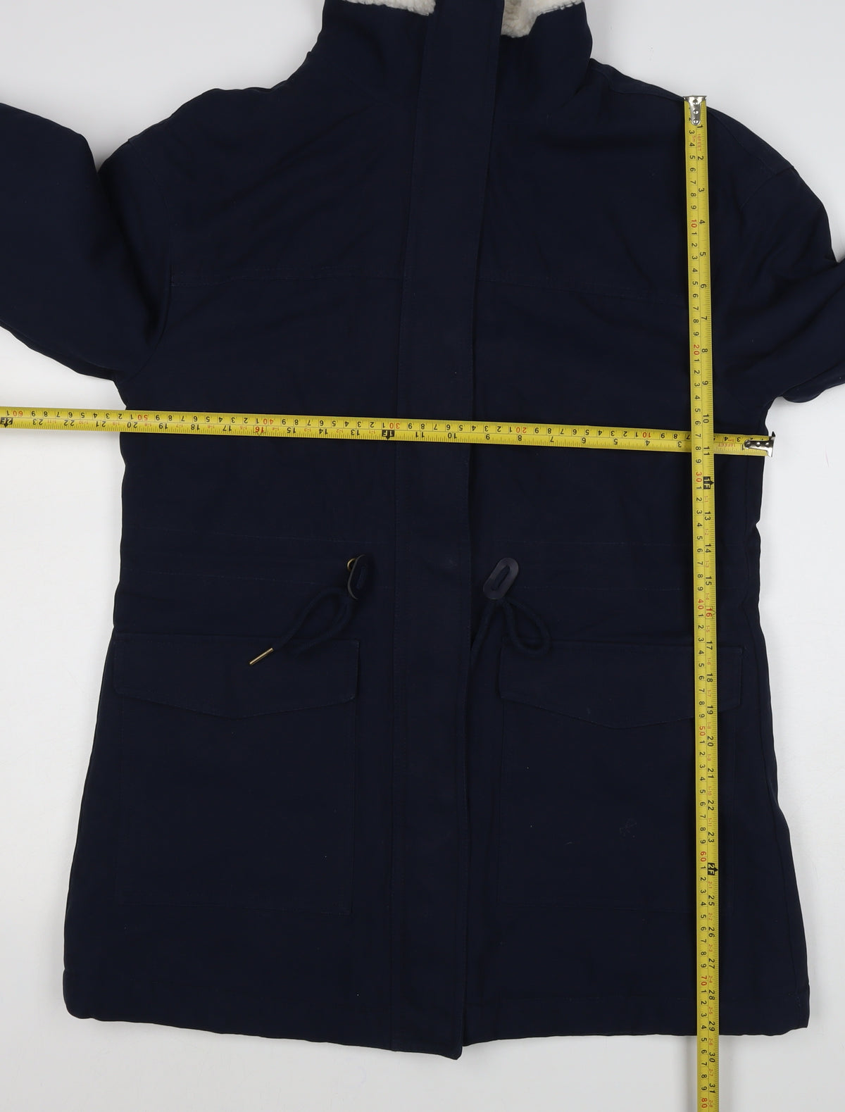 Per Una Women’s Navy Size 10 Parka Coat Teddy Lined Drawstring