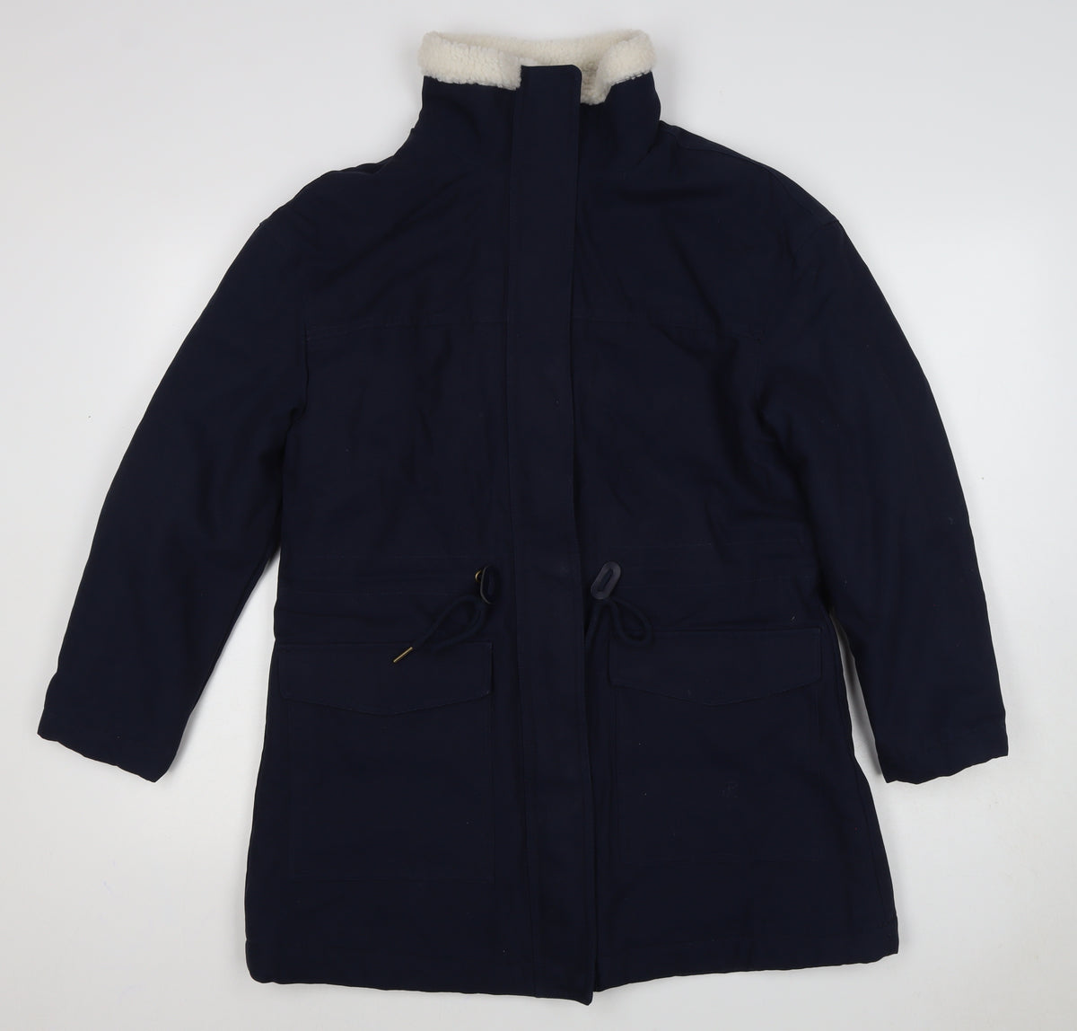 Per Una Women’s Navy Size 10 Parka Coat Teddy Lined Drawstring