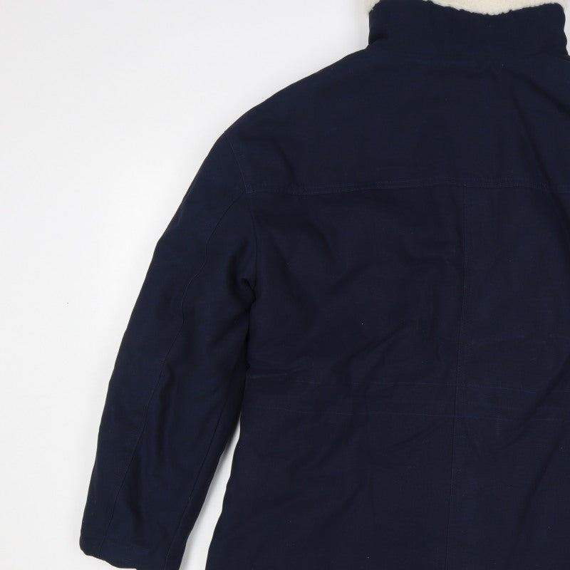 Per Una Women’s Navy Size 10 Parka Coat Teddy Lined Drawstring