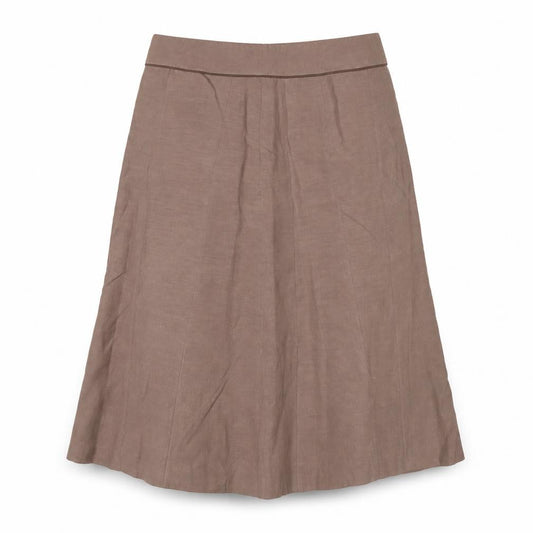 Karin Stevens Women’s Brown UK 12 Linen Silk A-Line Midi Skirt