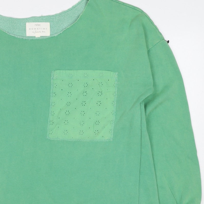 Next Women Green Large Pullover Sweatshirt Eyelet Pocket Long Sleeve