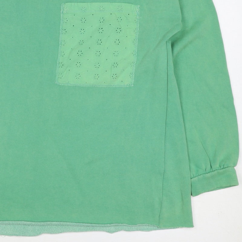 Next Women Green Large Pullover Sweatshirt Eyelet Pocket Long Sleeve