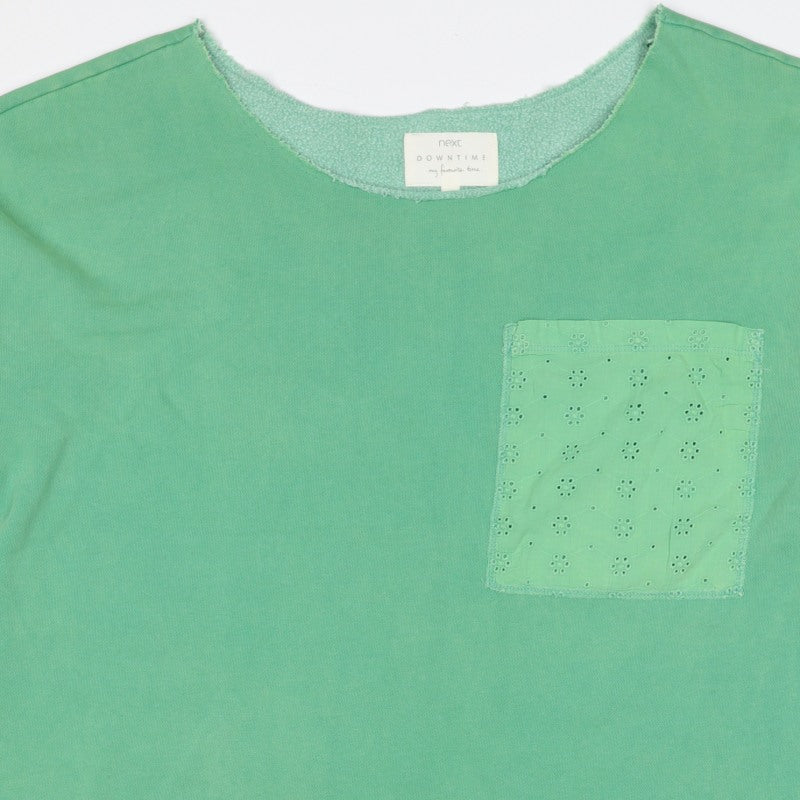 Next Women Green Large Pullover Sweatshirt Eyelet Pocket Long Sleeve