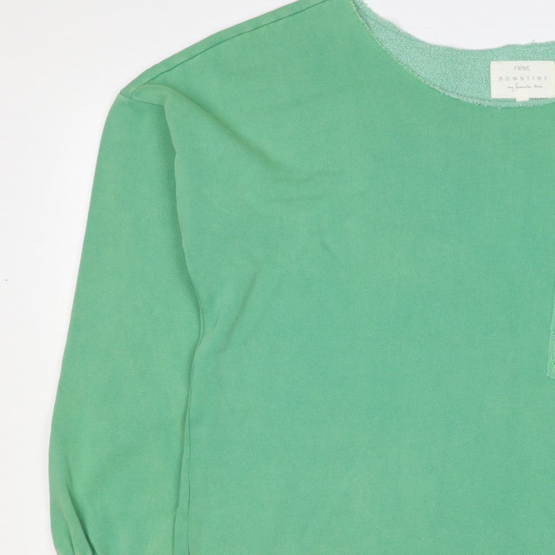 Next Women Green Large Pullover Sweatshirt Eyelet Pocket Long Sleeve