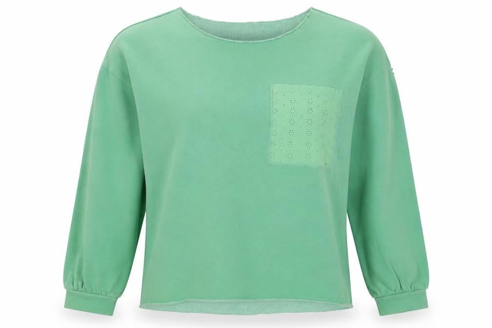 Next Women Green Large Pullover Sweatshirt Eyelet Pocket Long Sleeve