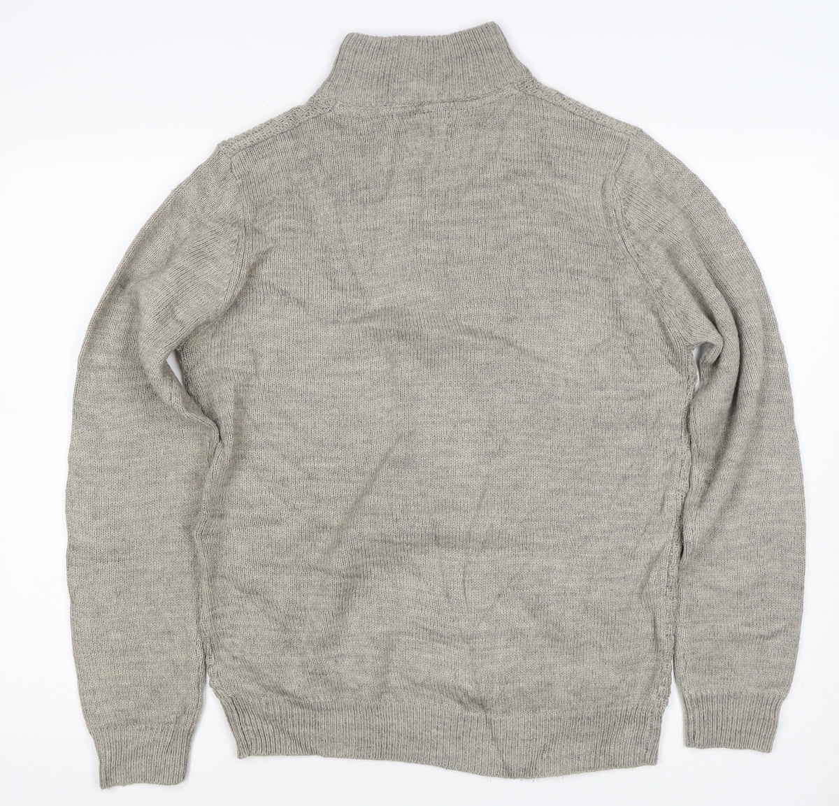 Research Garments Men’s Grey M Half Zip High Neck Wool Blend Jumper