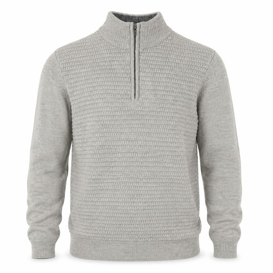 Research Garments Men’s Grey M Half Zip High Neck Wool Blend Jumper